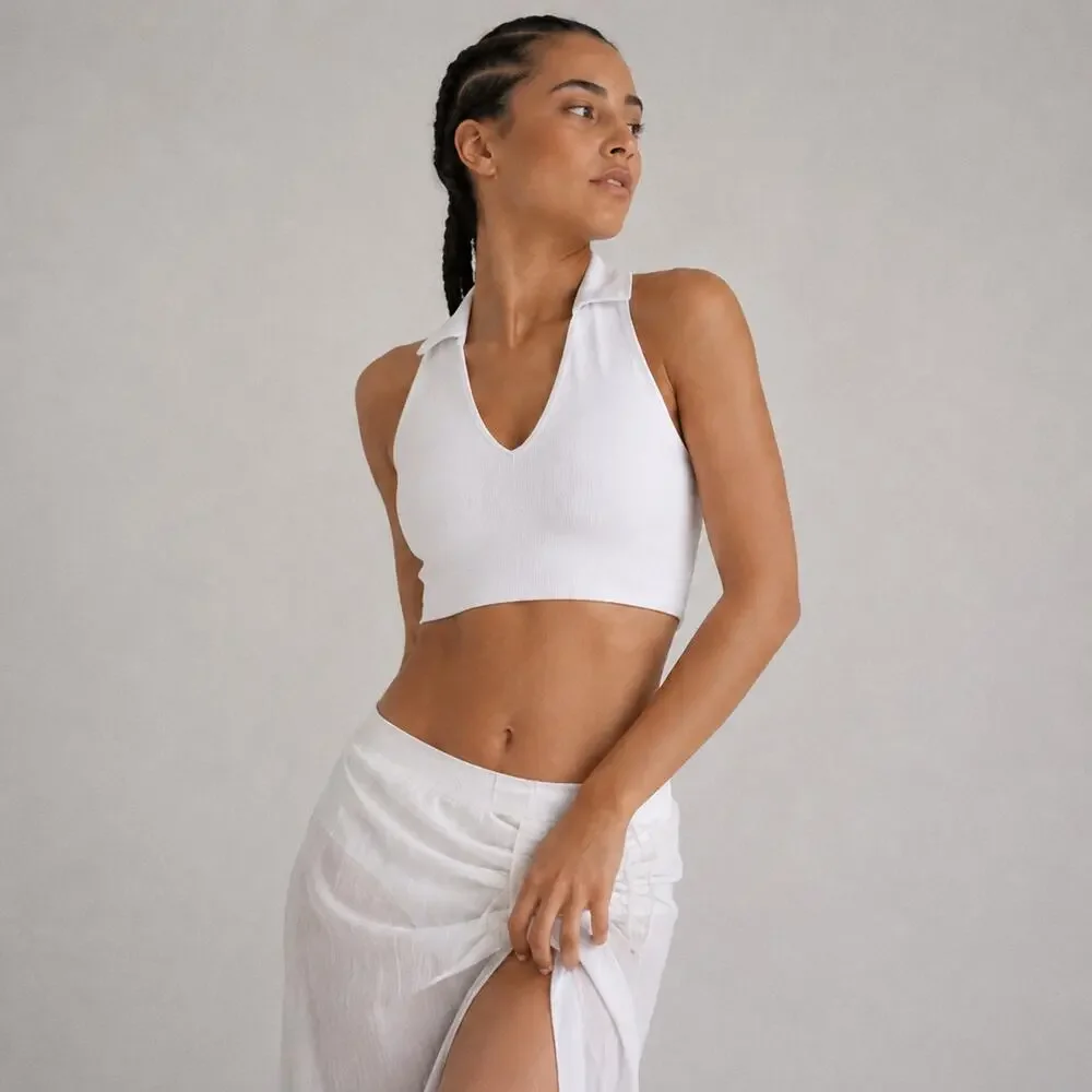 Lululemon W2E71S Collared Tennis Longline Bra Medium Support, B/C Cup Cop Top 8